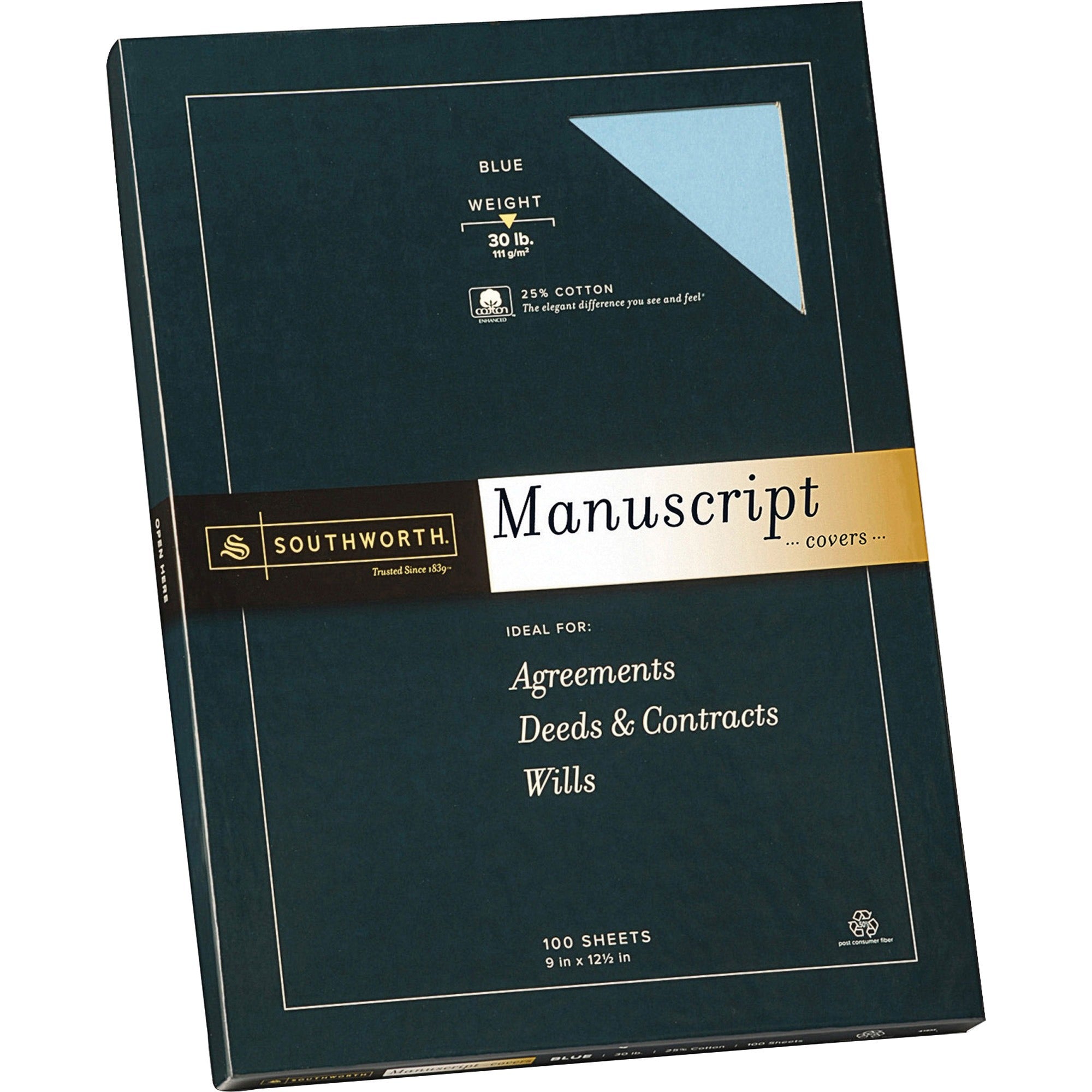 Southworth Manuscript Covers - 12 1/2" x 9" Sheet - Blue - 100 / Box - 