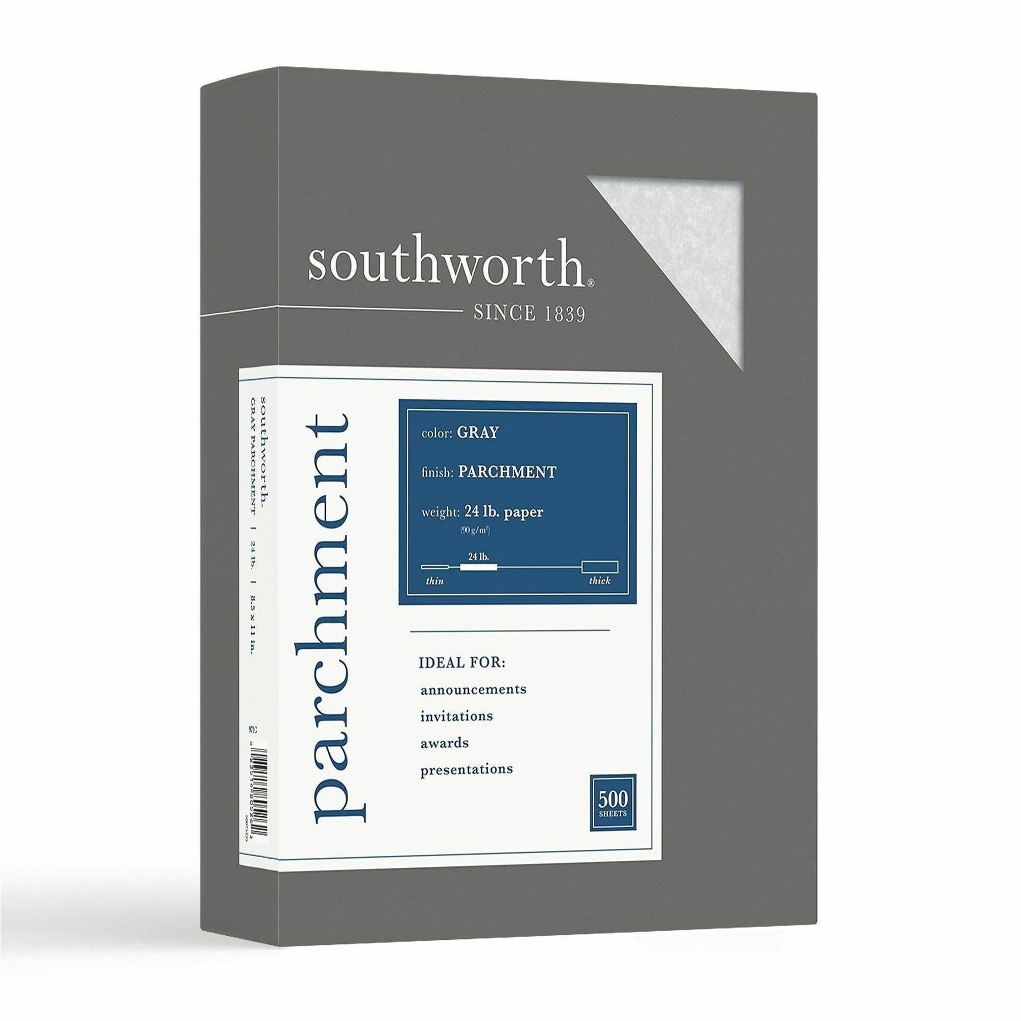 Parchment Specialty Paper, 24 lb Bond Weight, 8.5 x 11, Gray, 500/Ream
