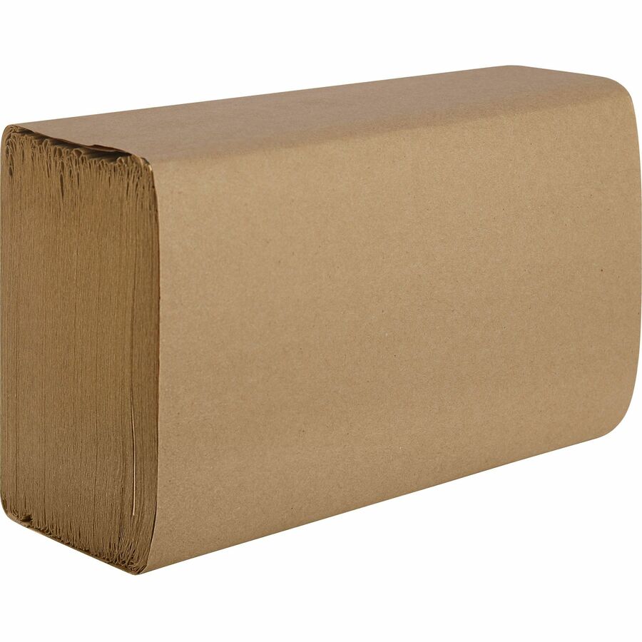 Genuine Joe Single-Fold Value Paper Towels - 1 Ply - 10.25" x 9.10" - Natural - Recyclable, Singlefold, Embossed - For Washroom, Restroom, Public Facilities, Industry, Education - 250 Per Pack - 16 / Carton