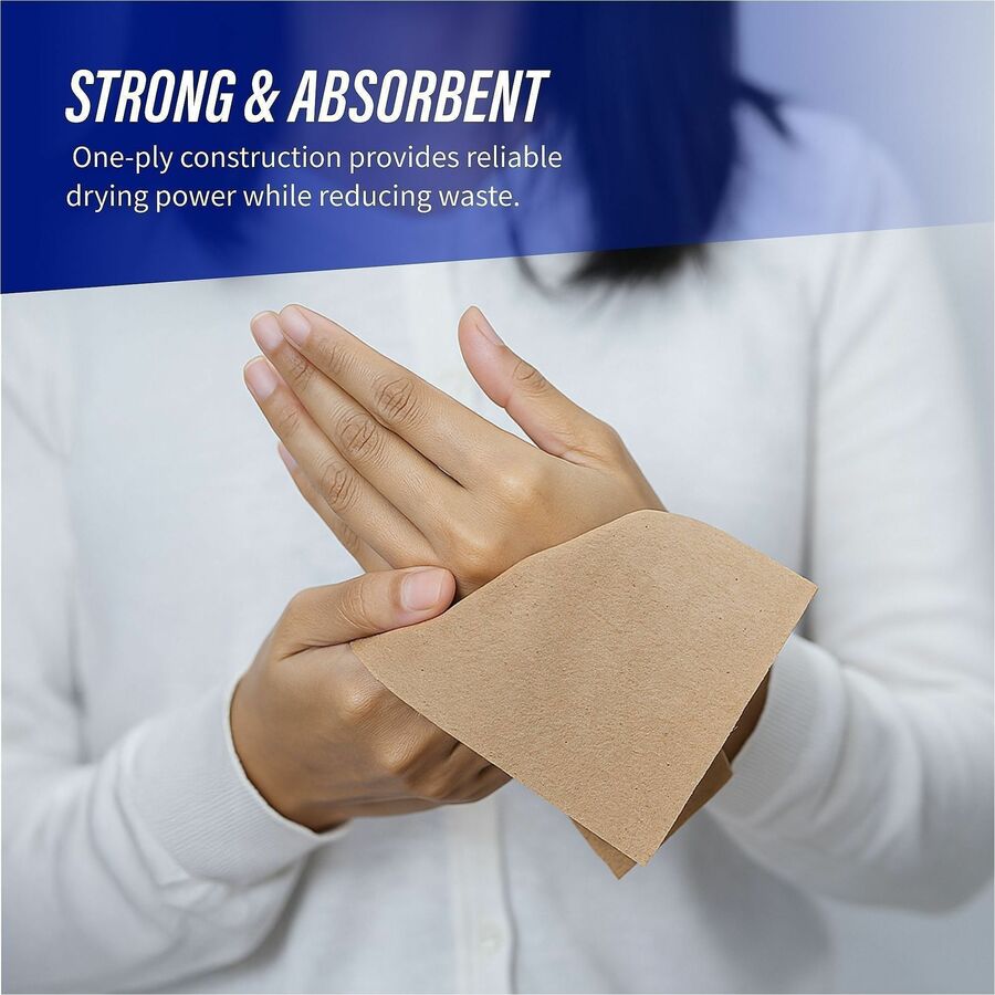 Genuine Joe Multifold Natural Towels - 1 Ply - Multifold - 9.25" x 9.40" - Natural - Paper - Chlorine-free, Interfolded, Embossed - For Restroom, Public Facilities, Commercial, Office, Breakroom, Kitchen - 250 Per Pack - 16 / Carton