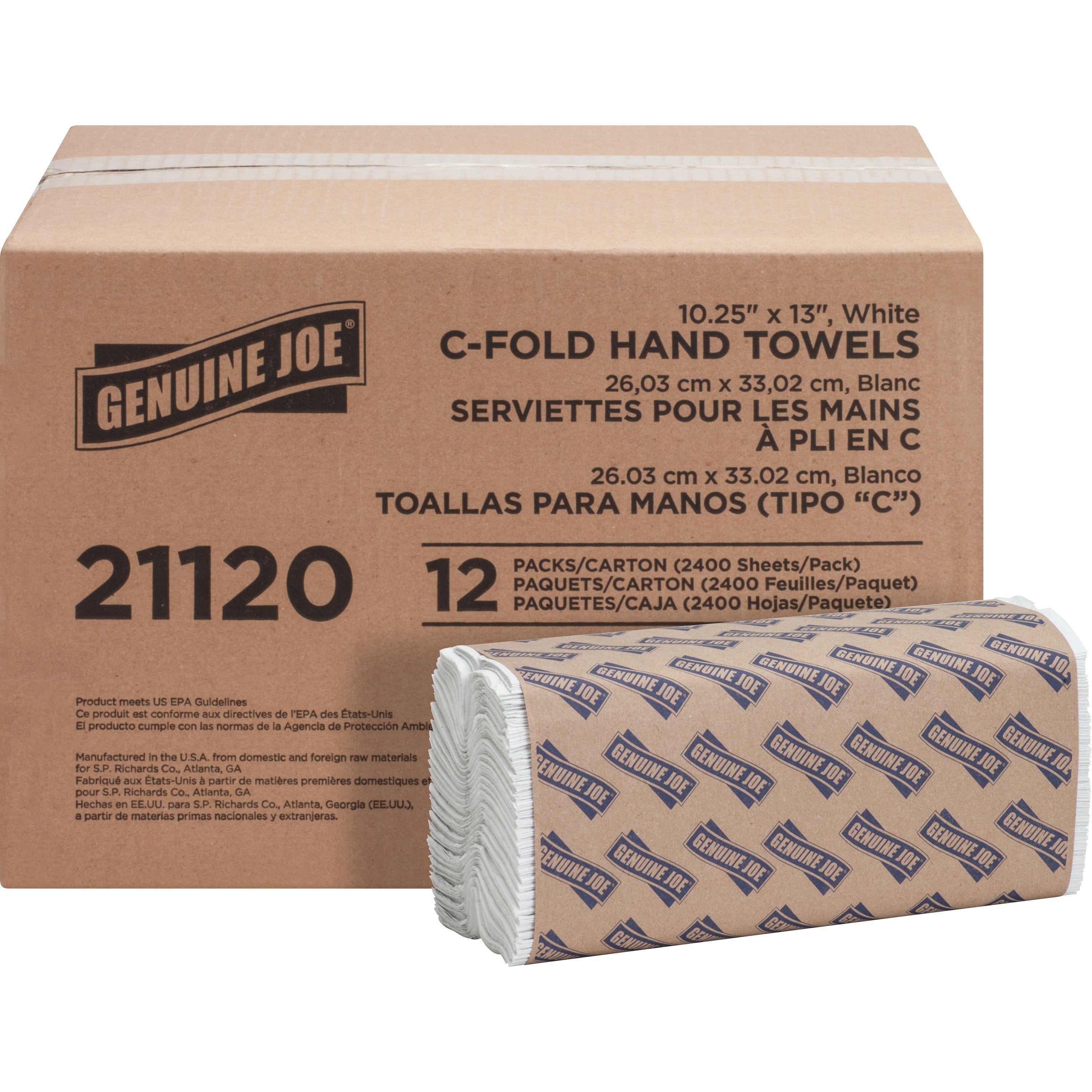 Genuine Joe C-Fold Paper Towels - 1 Ply - C-fold - 13" x 10" - White - Absorbent, Embossed - For Washroom, Restroom, Public Facilities - 200 Per Pack - 12 / Carton - 
