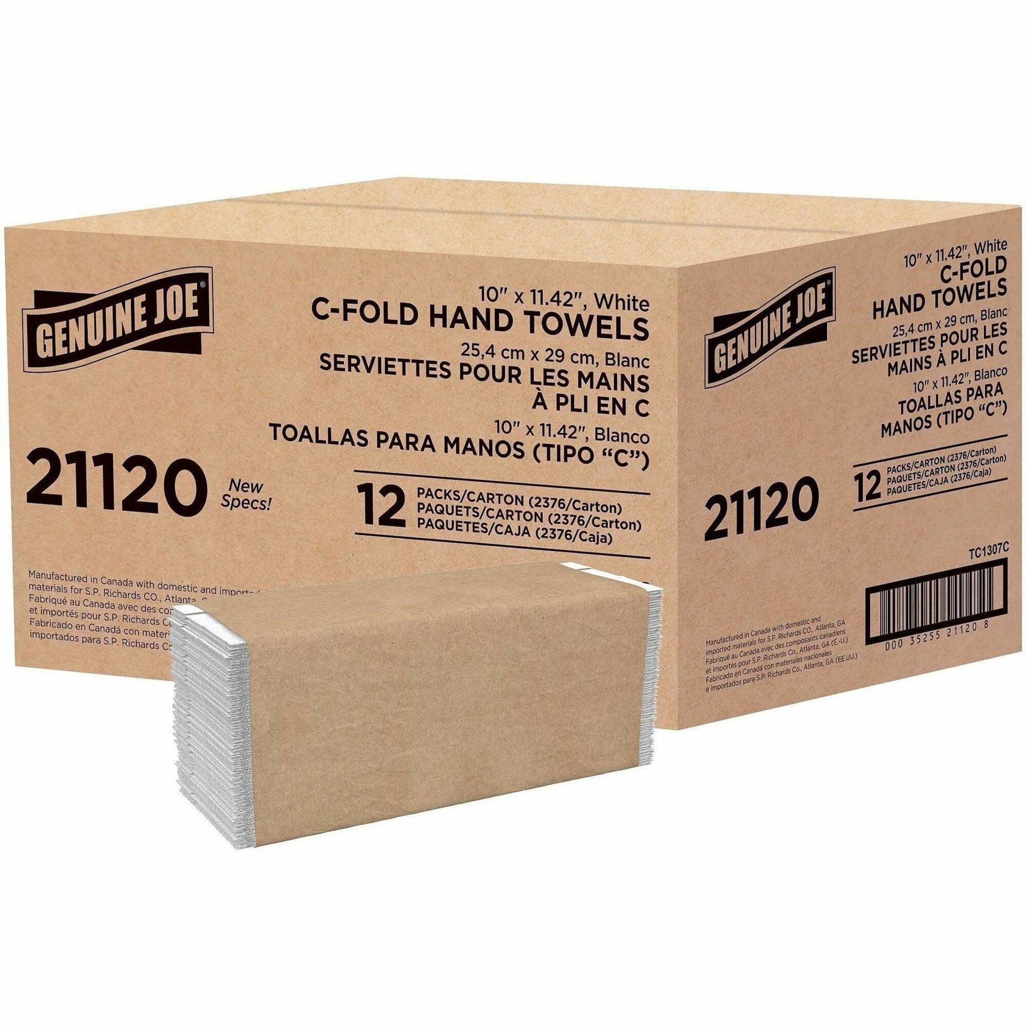 Genuine Joe C-Fold Paper Towels - 1 Ply - C-fold - 13" x 10" - White - Absorbent, Embossed - For Washroom, Restroom, Public Facilities - 200 Per Pack - 12 / Carton