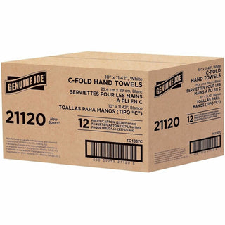 Genuine Joe C-Fold Paper Towels - 1 Ply - C-fold - 13" x 10" - White - Absorbent, Embossed - For Washroom, Restroom, Public Facilities - 200 Per Pack - 12 / Carton
