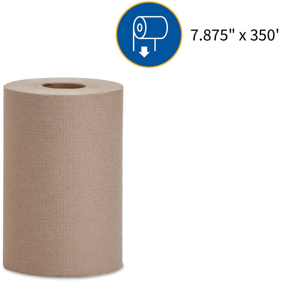 Genuine Joe Embossed Hardwound Roll Towels - 7.88" x 350 ft - 2" Core - Natural - Absorbent, Embossed - For Restroom - 12 / Carton