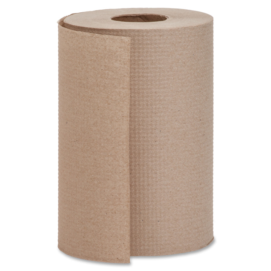 Genuine Joe Embossed Hardwound Roll Towels - 7.88" x 350 ft - 2" Core - Natural - Absorbent, Embossed - For Restroom - 12 / Carton - 