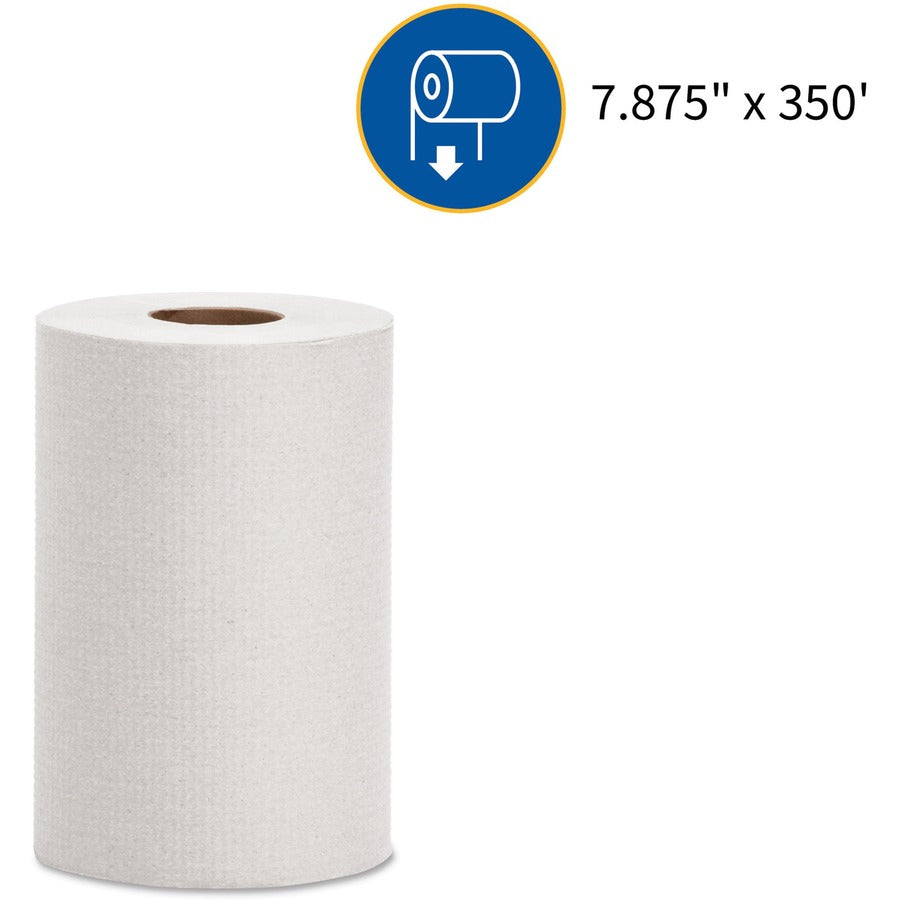 Genuine Joe Hardwound Roll Paper Towels - 7.88" x 350 ft - 2" Core - White - Absorbent, Embossed - For Restroom - 12 / Carton - 
