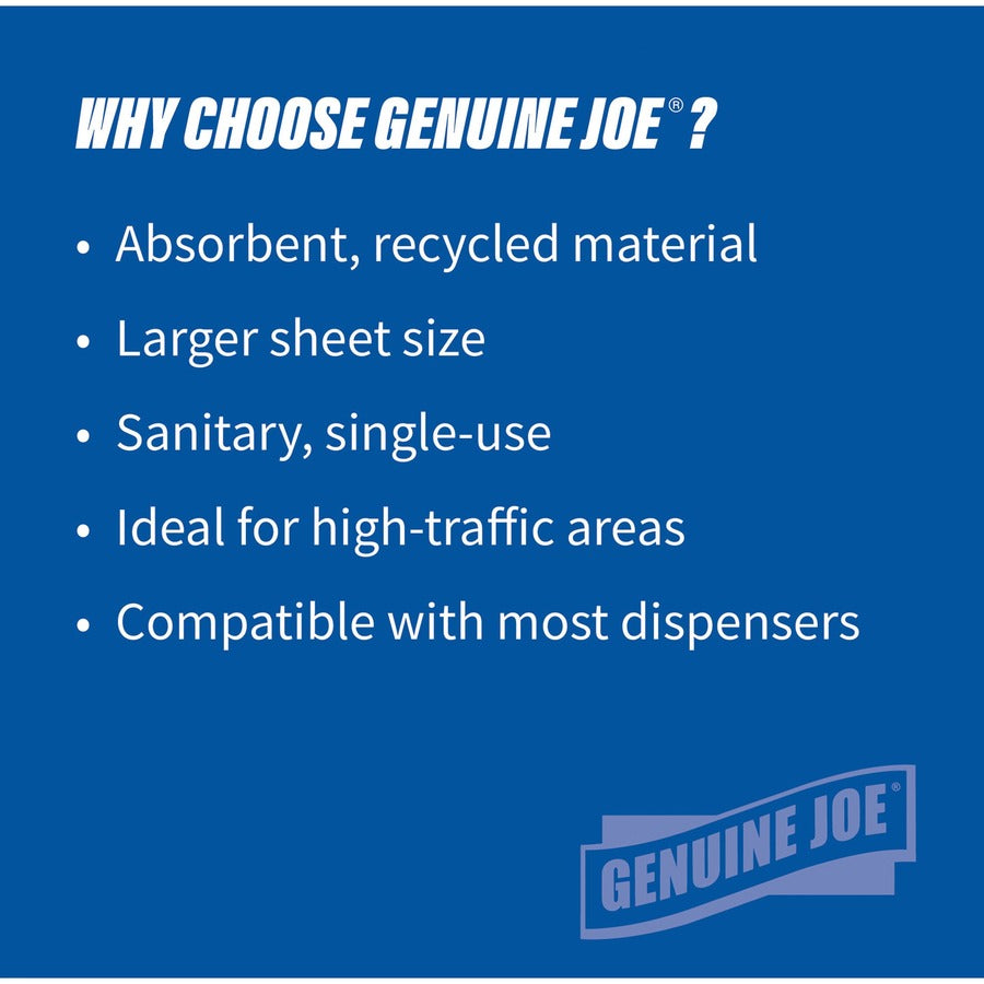 Genuine Joe Hardwound Roll Paper Towels - 7.90" x 800 ft - 2" Core - White - Absorbent, Chlorine-free, Embossed - For Restroom - 6 / Carton