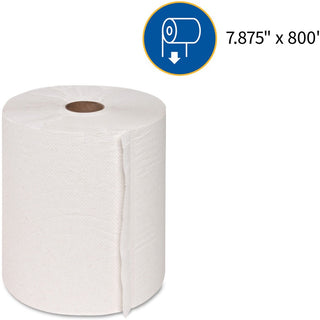 Genuine Joe Hardwound Roll Paper Towels - 7.90" x 800 ft - 2" Core - White - Absorbent, Chlorine-free, Embossed - For Restroom - 6 / Carton