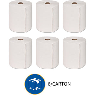 Genuine Joe Hardwound Roll Paper Towels - 7.90" x 800 ft - 2" Core - White - Absorbent, Chlorine-free, Embossed - For Restroom - 6 / Carton