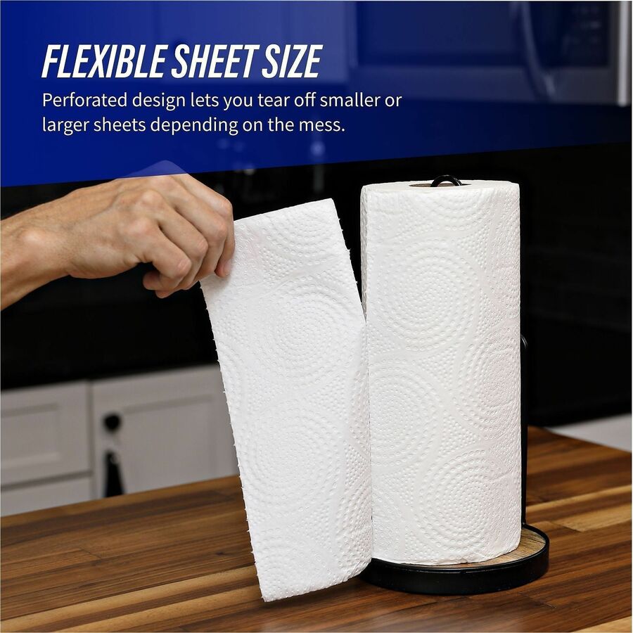 Genuine Joe Kitchen Roll Flexible Size Towels - 2 Ply - 1.63" Core - White - Flexible, Perforated, Absorbent, Soft - For Kitchen, Multipurpose - 30 / Carton