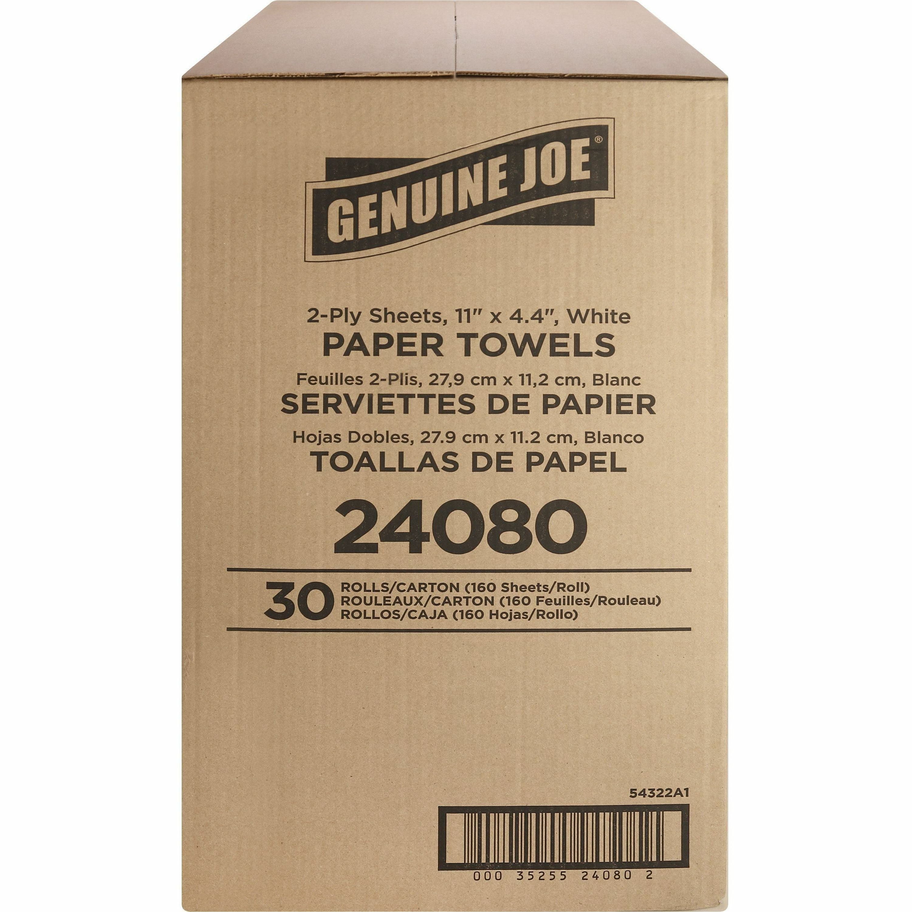 Genuine Joe Kitchen Roll Flexible Size Towels - 2 Ply - 1.63" Core - White - Flexible, Perforated, Absorbent, Soft - For Kitchen, Multipurpose - 30 / Carton - 