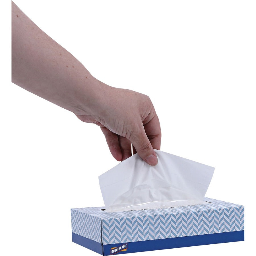 Genuine Joe Facial Tissue - 2 Ply - White - Soft - 100 Per Box - 30 / Carton