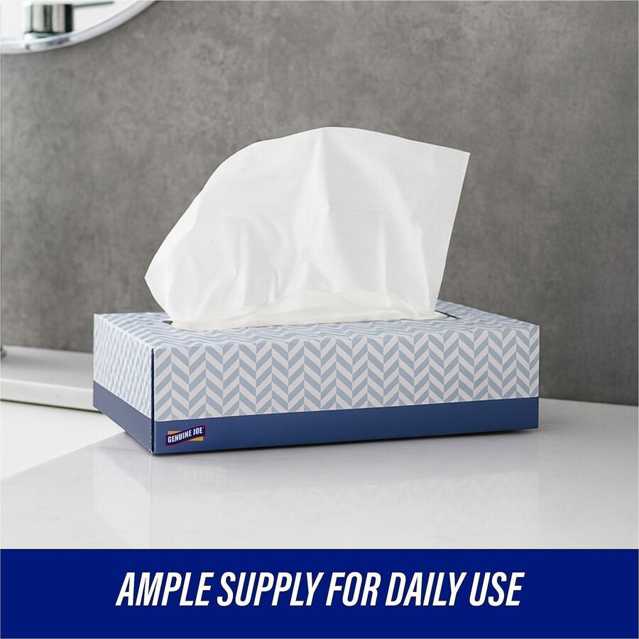 Genuine Joe Facial Tissue - 2 Ply - White - Soft - 100 Per Box - 30 / Carton