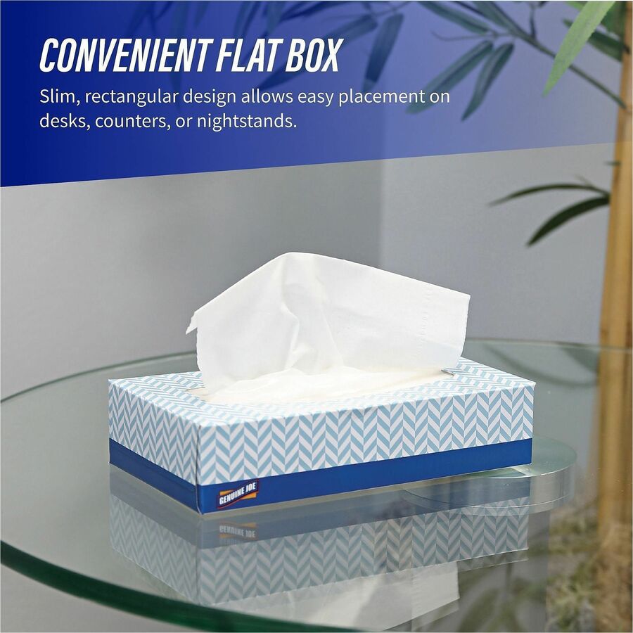 Genuine Joe Facial Tissue - 2 Ply - White - Soft - 100 Per Box - 30 / Carton