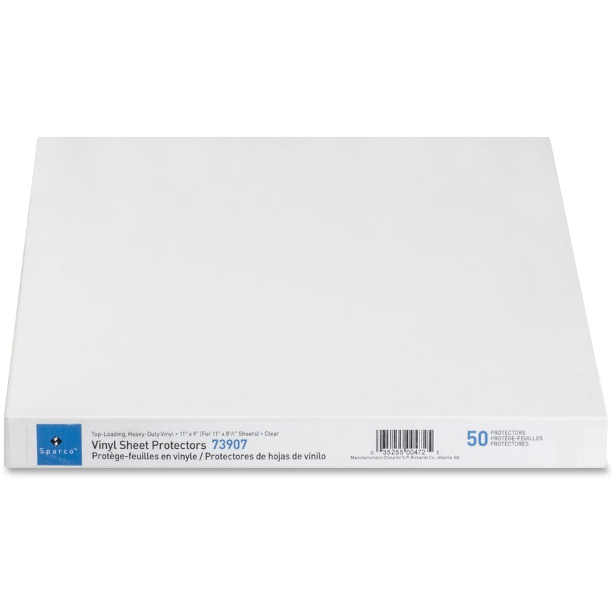 Sparco Top-Loading Vinyl Sheet Protectors - For Letter 8 1/2" x 11" Sheet - Clear - Vinyl - 50 / Box - 