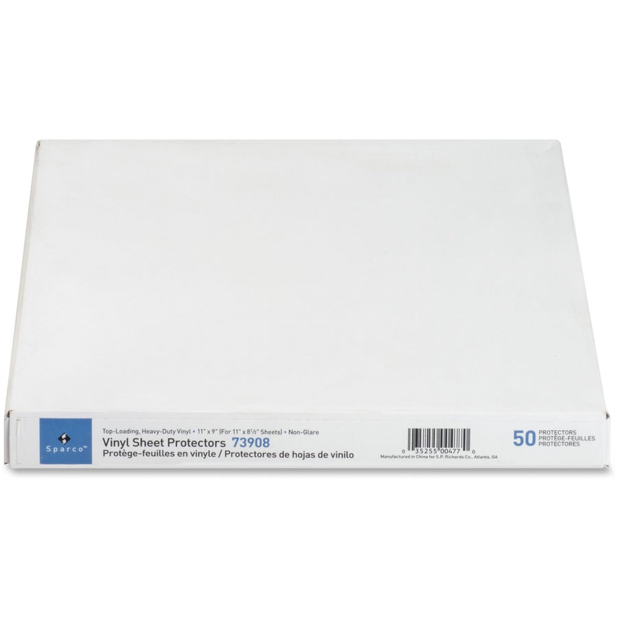 Sparco Top-Loading Vinyl Sheet Protectors - For Letter 8 1/2" x 11" Sheet - Ring Binder - Non-glare - Vinyl - 50 / Box - 