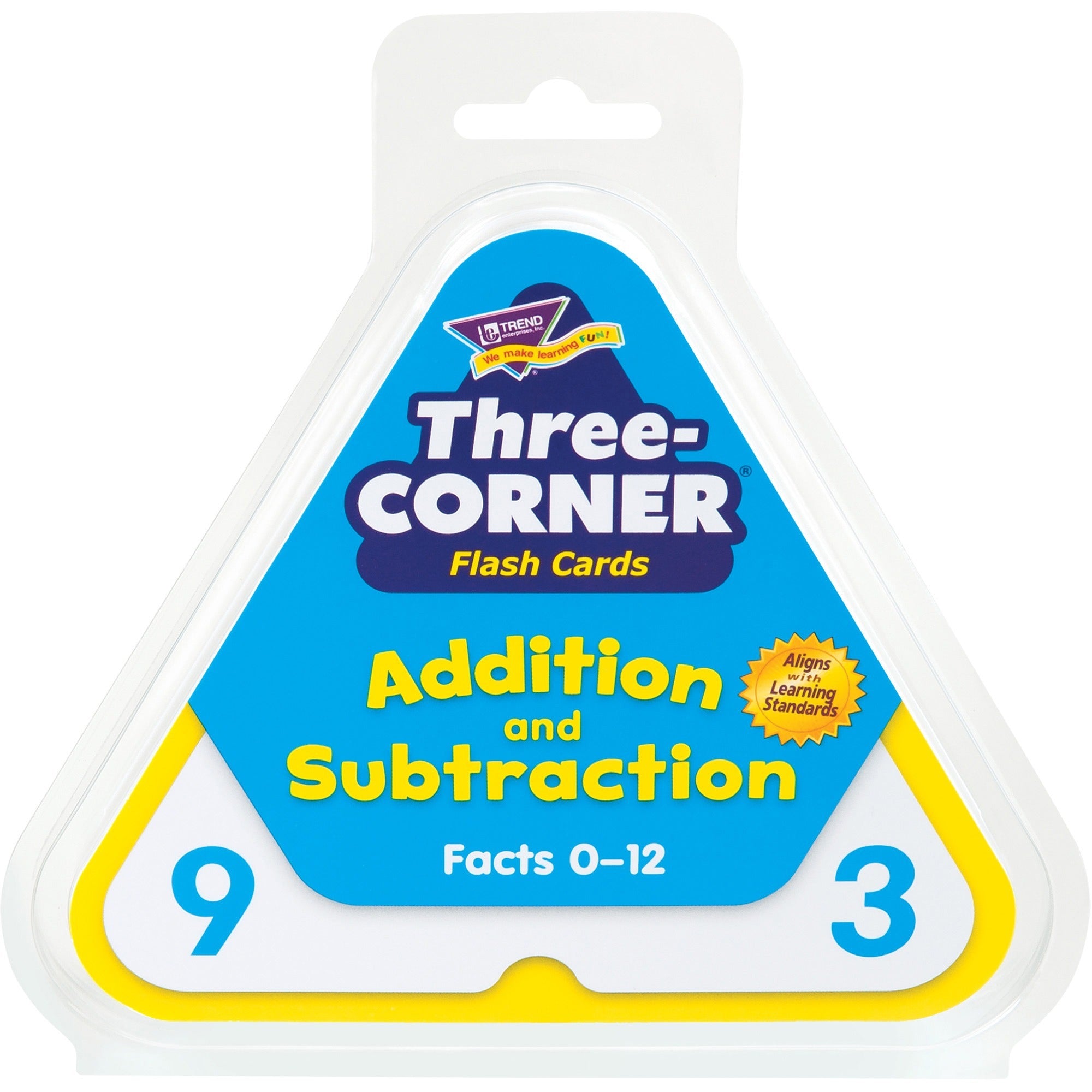 Three-Corner Flash Cards, Addition/Subtraction, 5.5 x 5.5, 48/Set