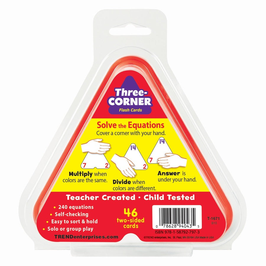 Three-Corner Flash Cards, Multiplication/Division, 5.5 x 5.5, 48/Set