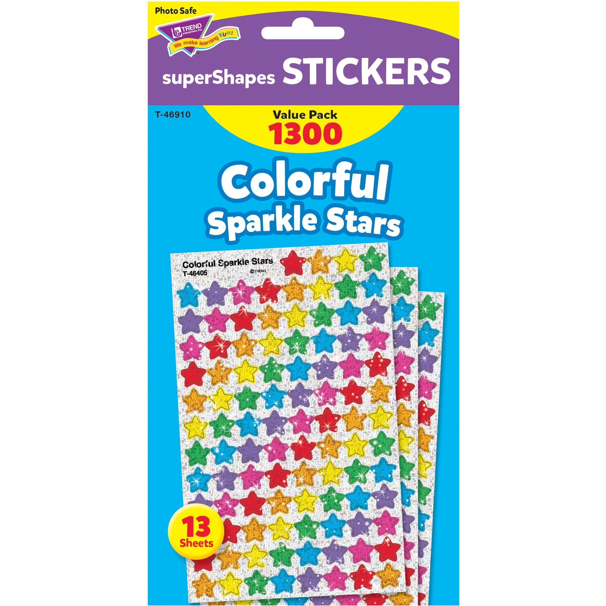 SuperSpots and SuperShapes Sticker Variety Packs, Colorful Sparkle Stars, Assorted Colors,1,300/Pack
