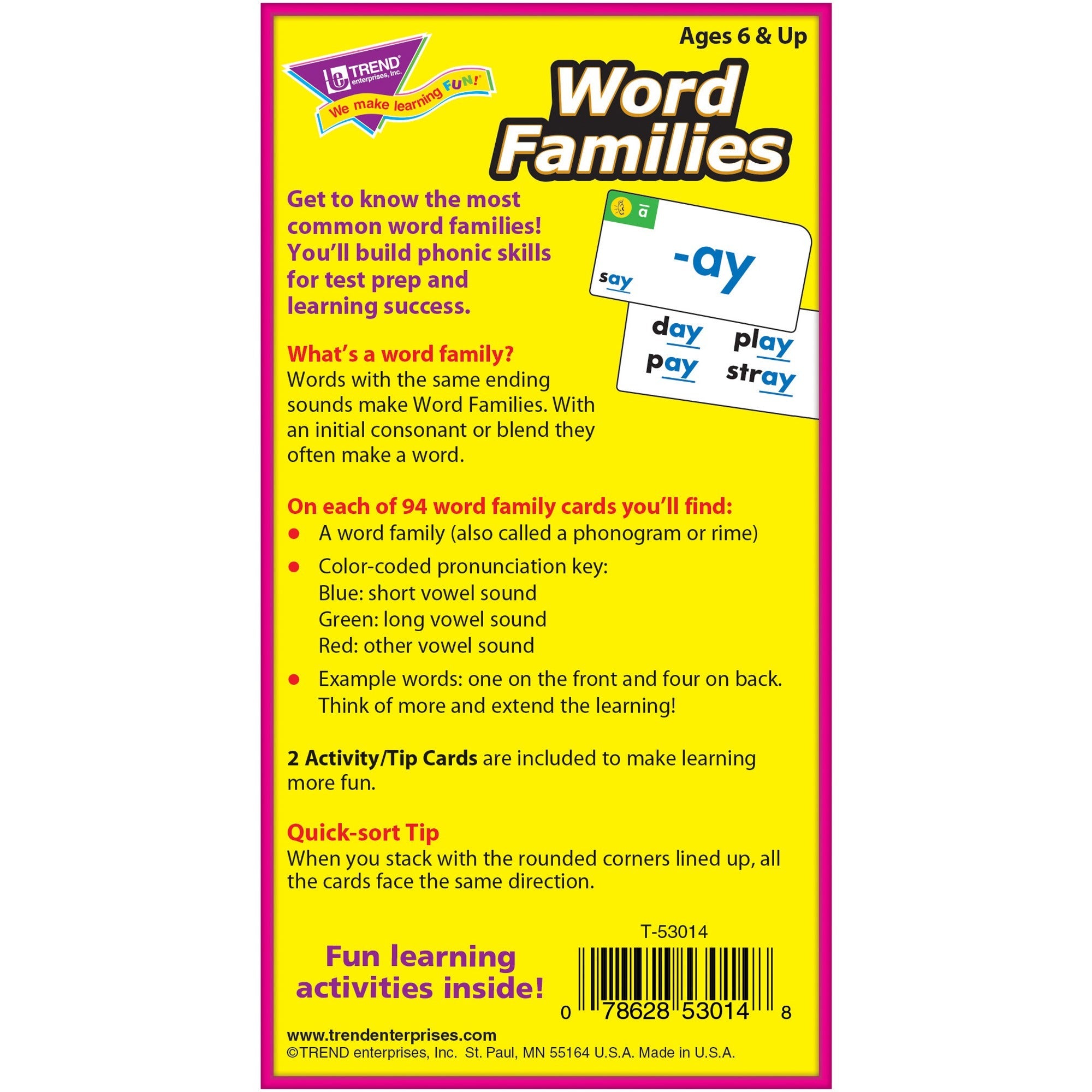 Trend Word Skill Building Flash Cards - Educational - 1 Each - 