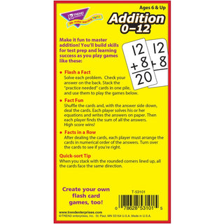 Skill Drill Flash Cards, Addition, 3 x 6, Black and White, 91/Pack