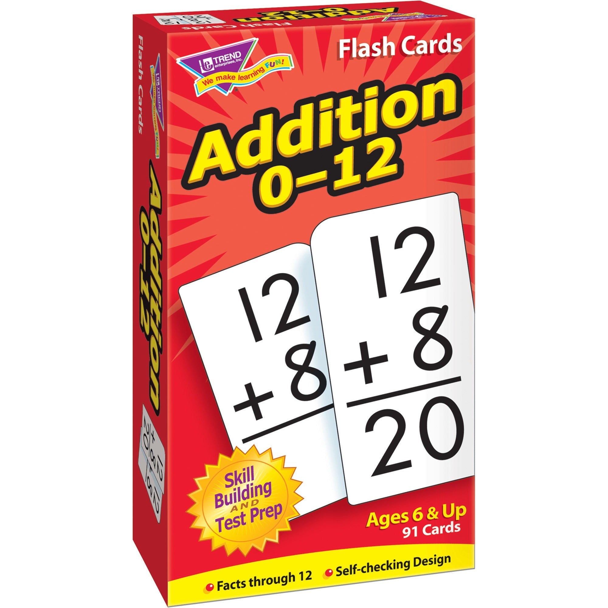 Skill Drill Flash Cards, Addition, 3 x 6, Black and White, 91/Pack