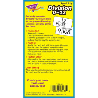 Skill Drill Flash Cards, Division, 3 x 6, Black and White, 91/Pack
