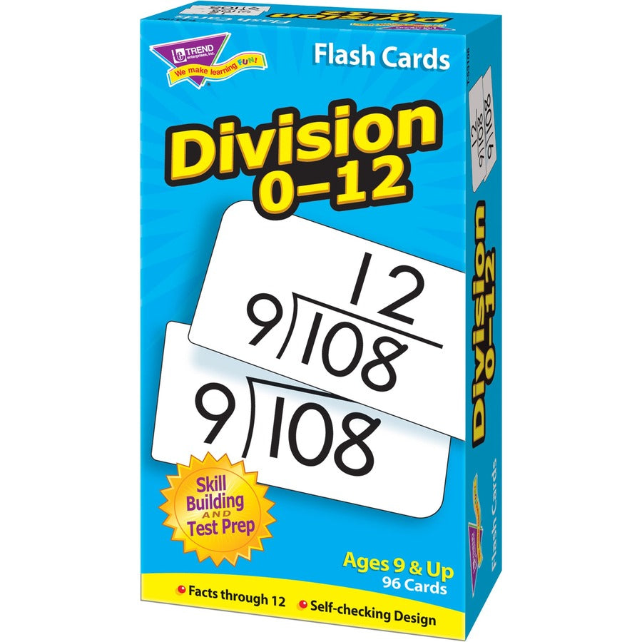 Skill Drill Flash Cards, Division, 3 x 6, Black and White, 91/Pack