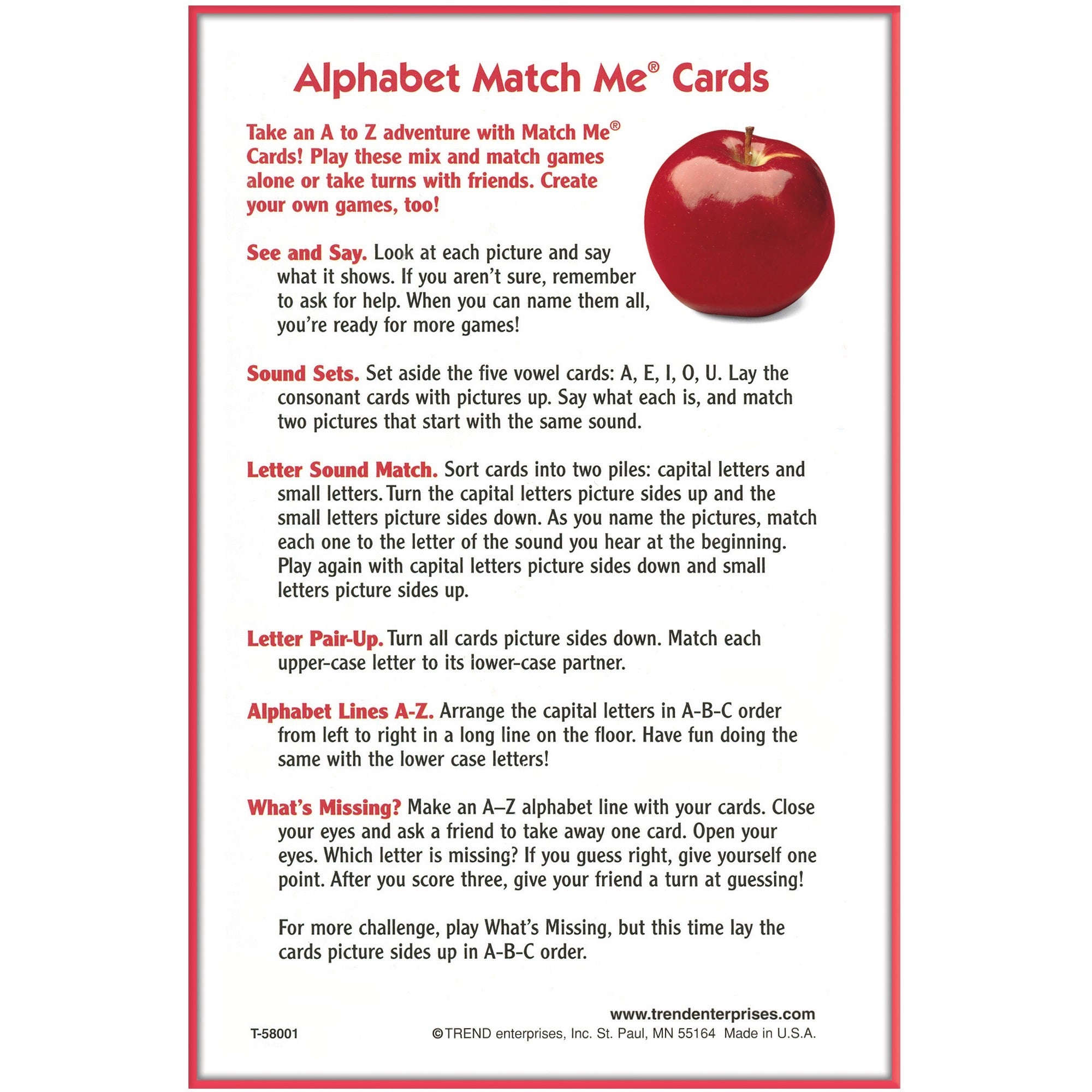 Trend Alphabet Match Me Flash Cards - Educational - 1 / Set - 