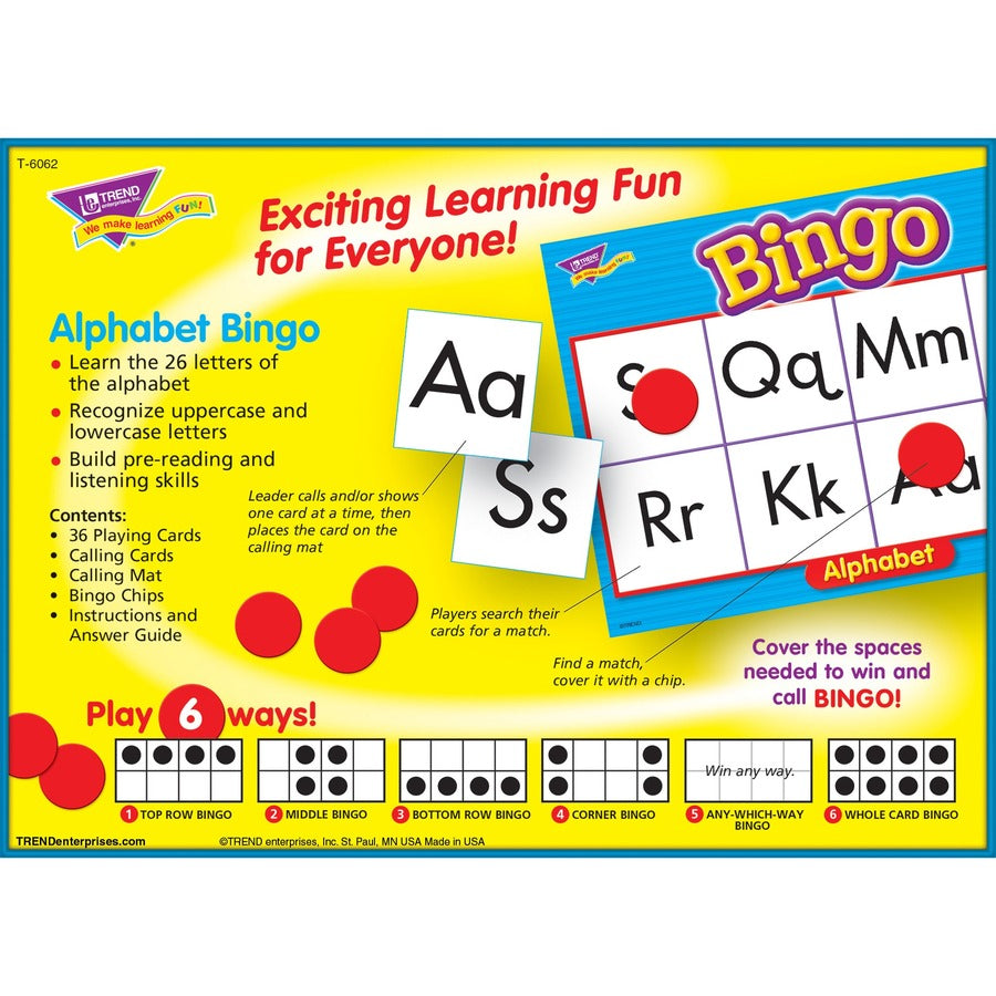 Trend Alphabet Bingo Learning Game - Theme/Subject: Learning - Skill Learning: Alphabet - 4-6 Year