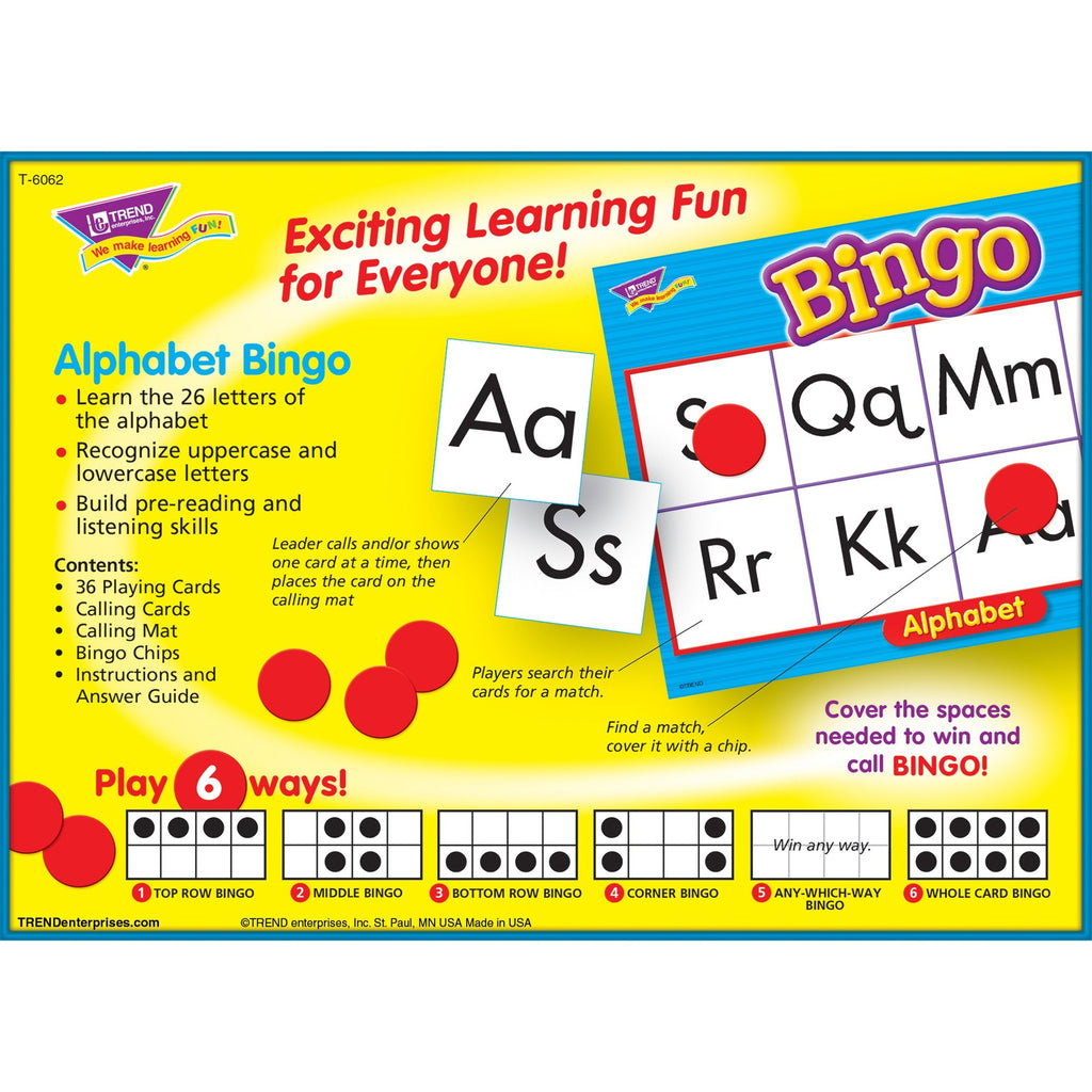 Trend Alphabet Bingo Learning Game - Theme/Subject: Learning - Skill Learning: Alphabet - 4-6 Year - 