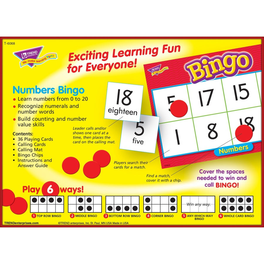 Trend Numbers Bingo Learning Game - Theme/Subject: Learning - Skill Learning: Number - 4-7 Year