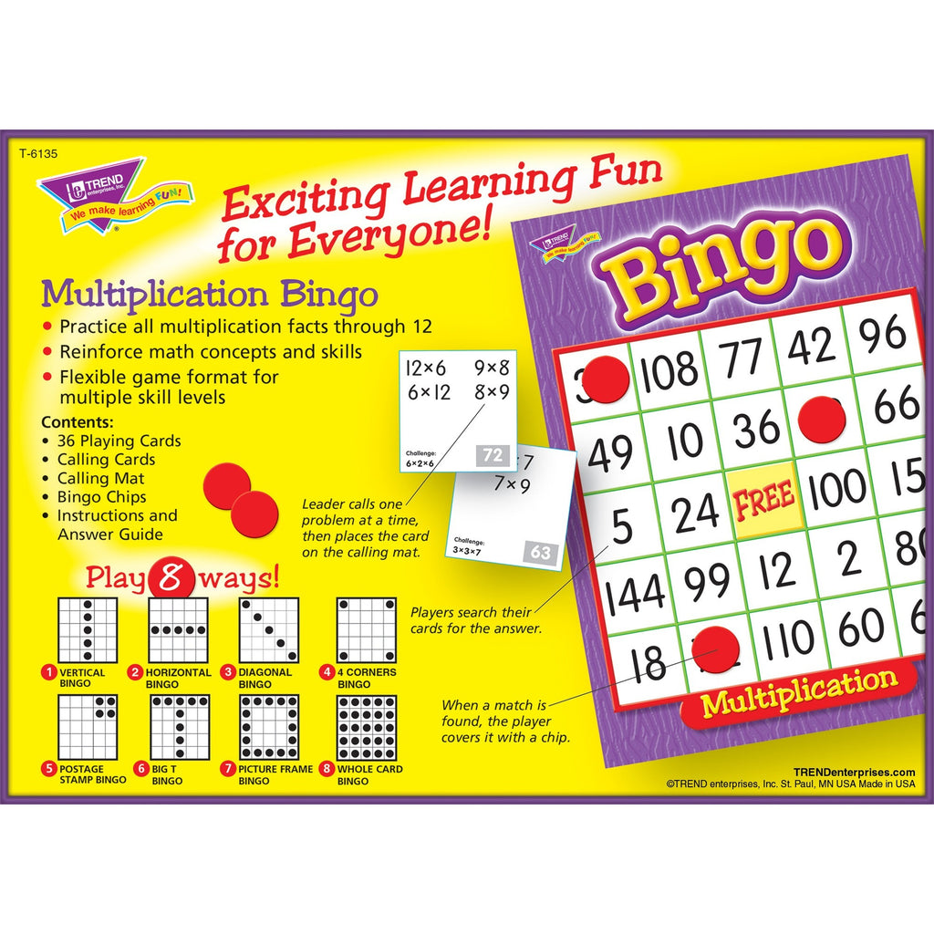 Trend Multiplication Bingo Learning Game - Theme/Subject: Learning - Skill Learning: Mathematics - 8-13 Year - 