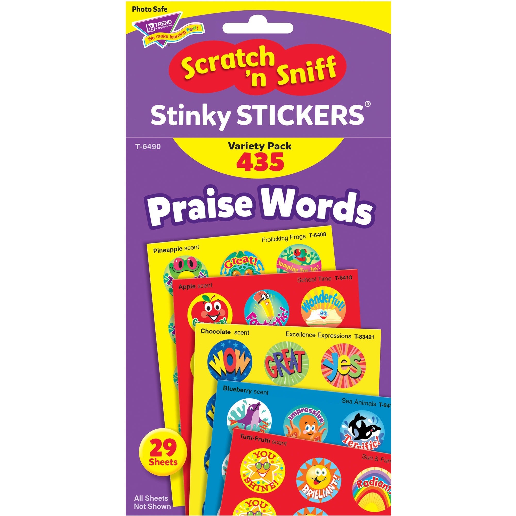 Stinky Stickers Variety Pack, Praise Words, Assorted Colors, 435/Pack