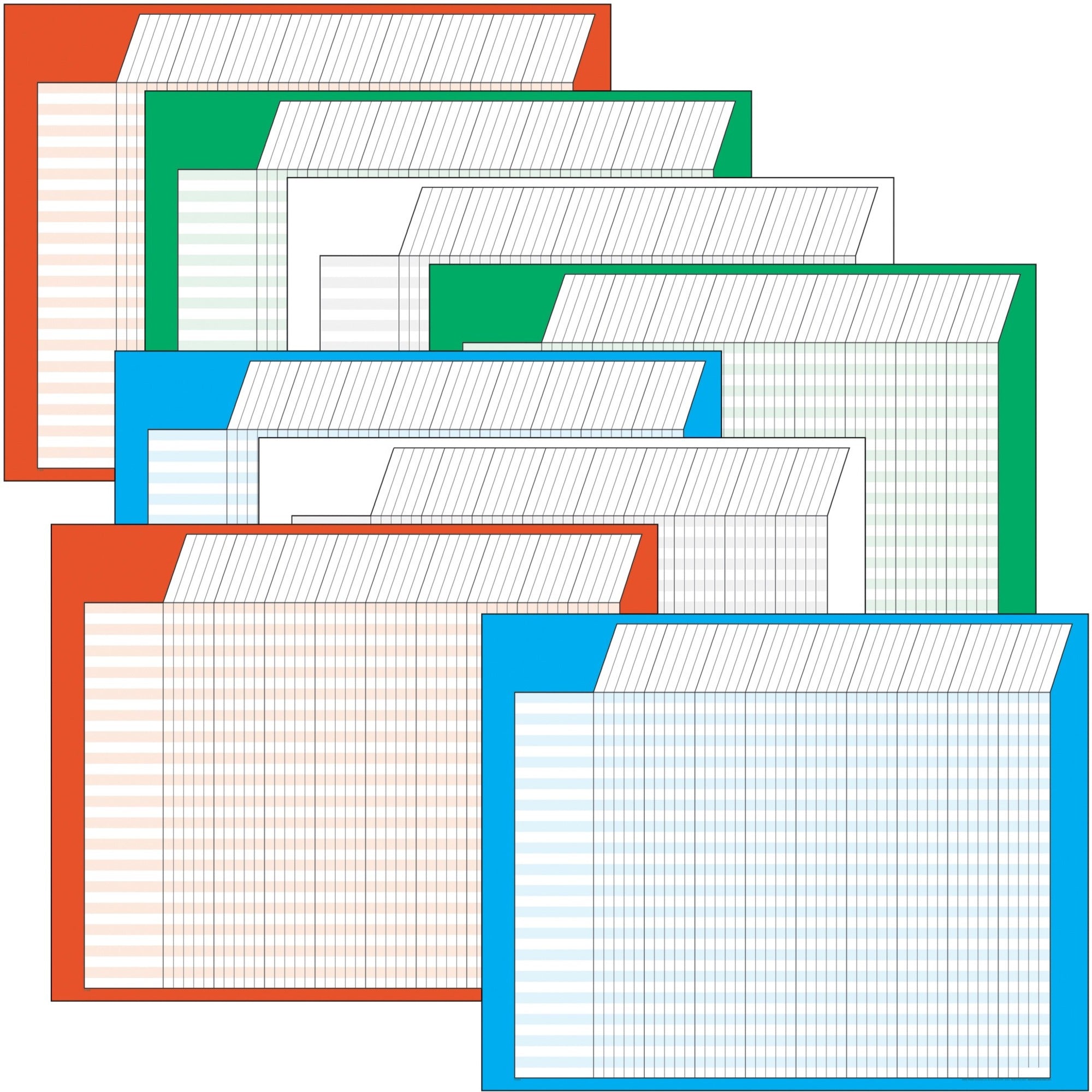 Jumbo Horizontal Incentive Chart Pack, 28 x 22, Assorted Colors with Assorted Borders, 8/Pack