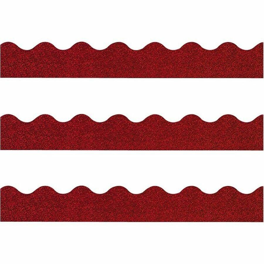 Trend Sparkle Board Trimmers - Rectangle Topped With Waves Shape - Pin-up - 0.10" Height x 2.25" Width x 390" Length - Red - Paper - 1 / Each - 