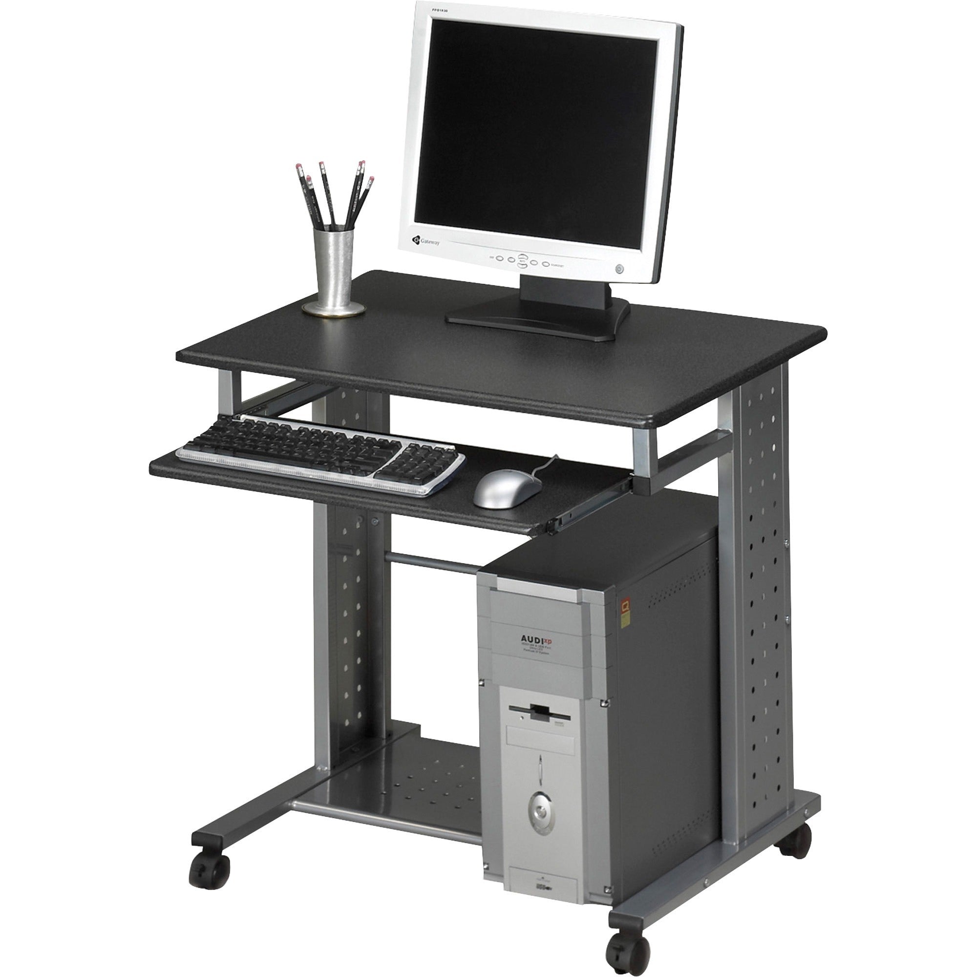 Empire Mobile PC Cart, 29.75" x 23.5" x 29.75", Anthracite/Silver