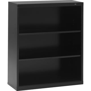 Metal Bookcase, Three-Shelf, 34.5w x 13.5d x 40h, Black