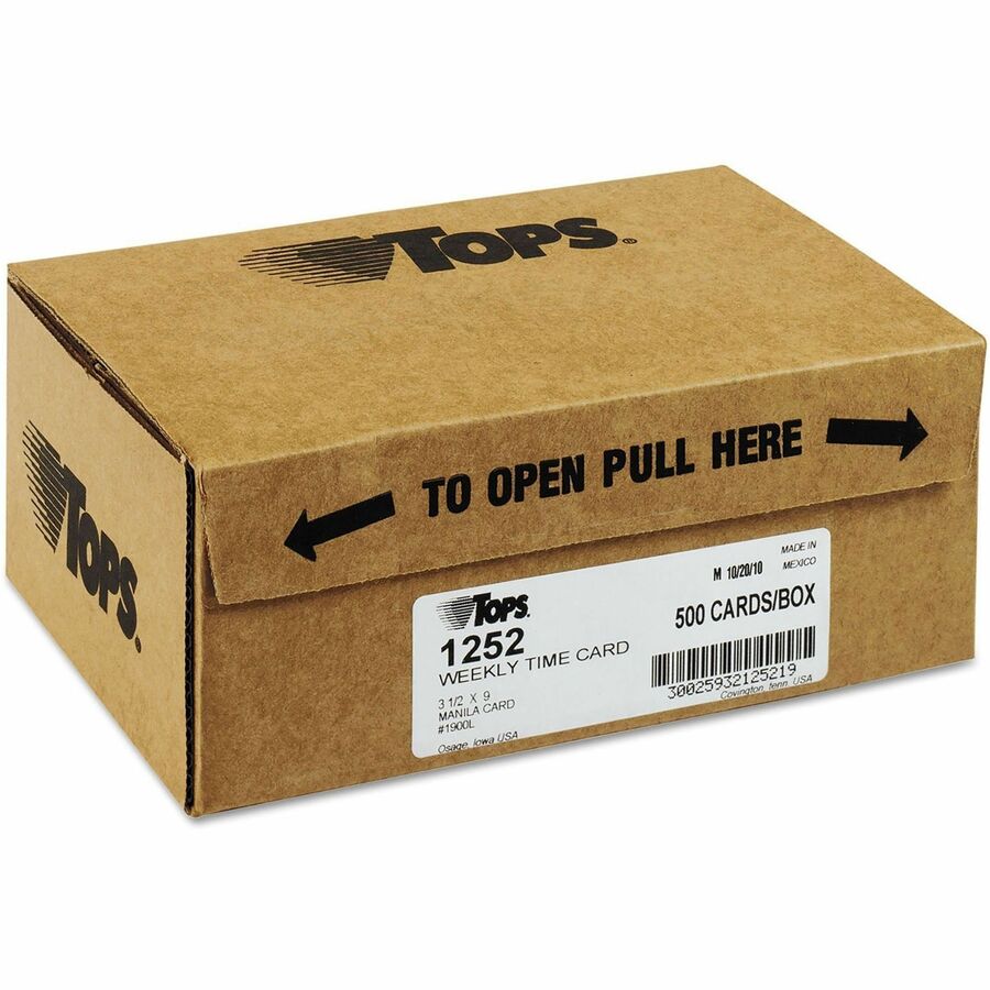 Time Clock Cards, Replacement for 1900L, One Side, 3.5 x 9, 500/Box