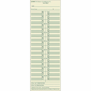 Time Clock Cards, Replacement for 10-100382/1950-9631, Two Sides, 3.5 x 10.5, 500/Box