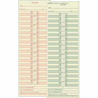 Time Clock Cards, Replacement for 10-100382/1950-9631, Two Sides, 3.5 x 10.5, 500/Box