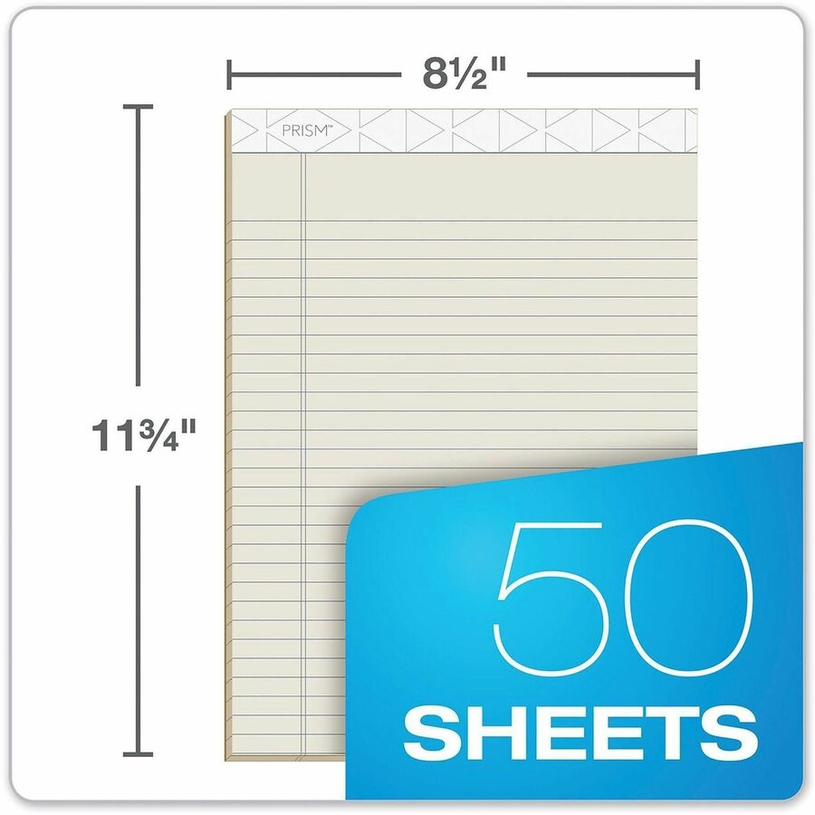 Prism + Colored Writing Pads, Wide/Legal Rule, 50 Pastel Ivory 8.5 x 11.75 Sheets, 12/Pack