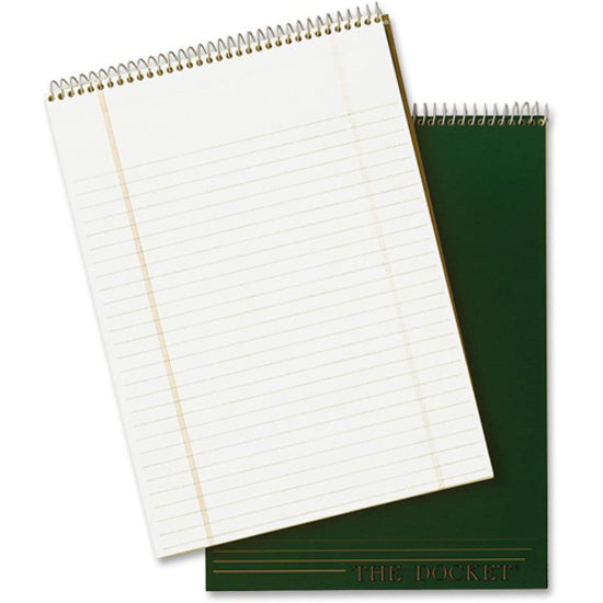 TOPS Docket Wirebound Legal Writing Pads - Letter - 70 Sheets - Wire Bound - 0.34" Ruled - 16 lb Basis Weight - Letter - 8 1/2" x 11" - 11" x 8.5" - White Paper - Perforated, Hard Cover, Stiff-back, Spiral Lock - 3 / Pack - 