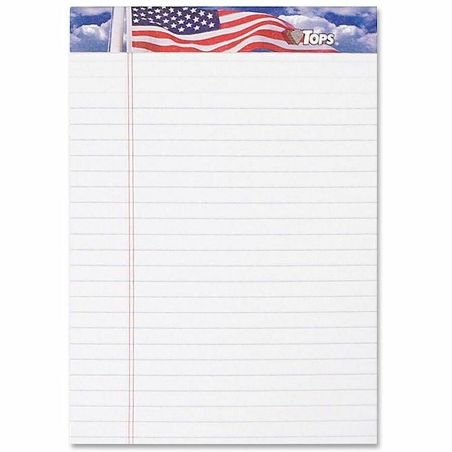TOPS American Pride Binding Legal Writing Tablet - Jr.Legal - 50 Sheets - Strip - 16 lb Basis Weight - Jr.Legal - 5" x 8" - White Paper - Perforated, Bleed Resistant - 3 / Pack - 
