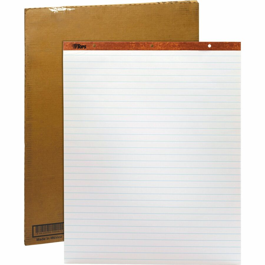 TOPS Horizontal Ruled Easel Pads - 50 Sheets - Stapled/Glued - 15 lb Basis Weight - 27" x 34" - White Paper - Perforated, Punched - 2 / Carton - 