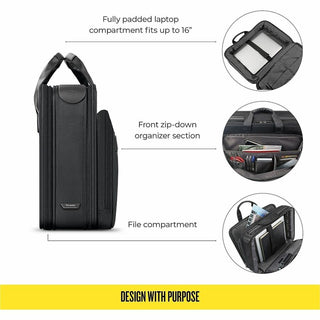 Classic Smart Strap Briefcase, Fits Devices Up to 16", Ballistic Polyester, 17.5 x 5.5 x 12, Black