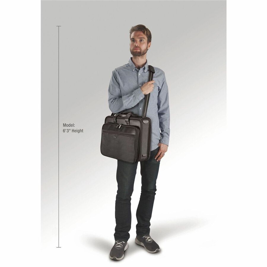 Classic Smart Strap Briefcase, Fits Devices Up to 16", Ballistic Polyester, 17.5 x 5.5 x 12, Black