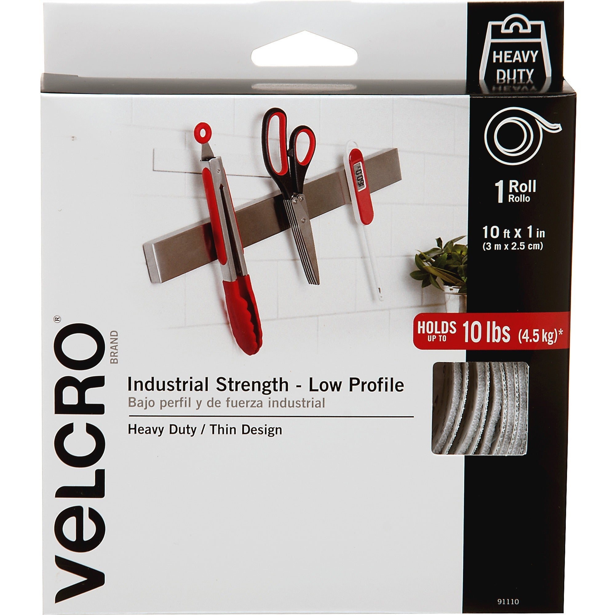 velcro-91110-heavy-duty-industrial-strength-low-profile-10-ft-length-x-1-width-water-resistant-for-mounting-1-rollroll-white_vek91110 - 1