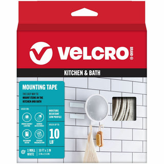 VELCRO 91110 Heavy Duty Industrial Strength - Low Profile - 10 ft Length x 1" Width - Water Resistant - For Mounting - 1 / RollRoll - White