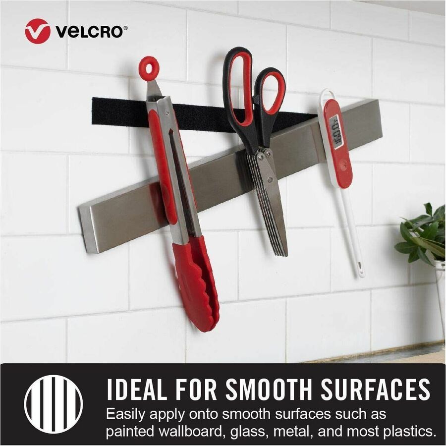 VELCRO 91110 Heavy Duty Industrial Strength - Low Profile - 10 ft Length x 1" Width - Water Resistant - For Mounting - 1 / RollRoll - White